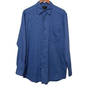 Claiborne Long Sleeve Button Up Collared Dress Shirt Men's Size Medium Blue
